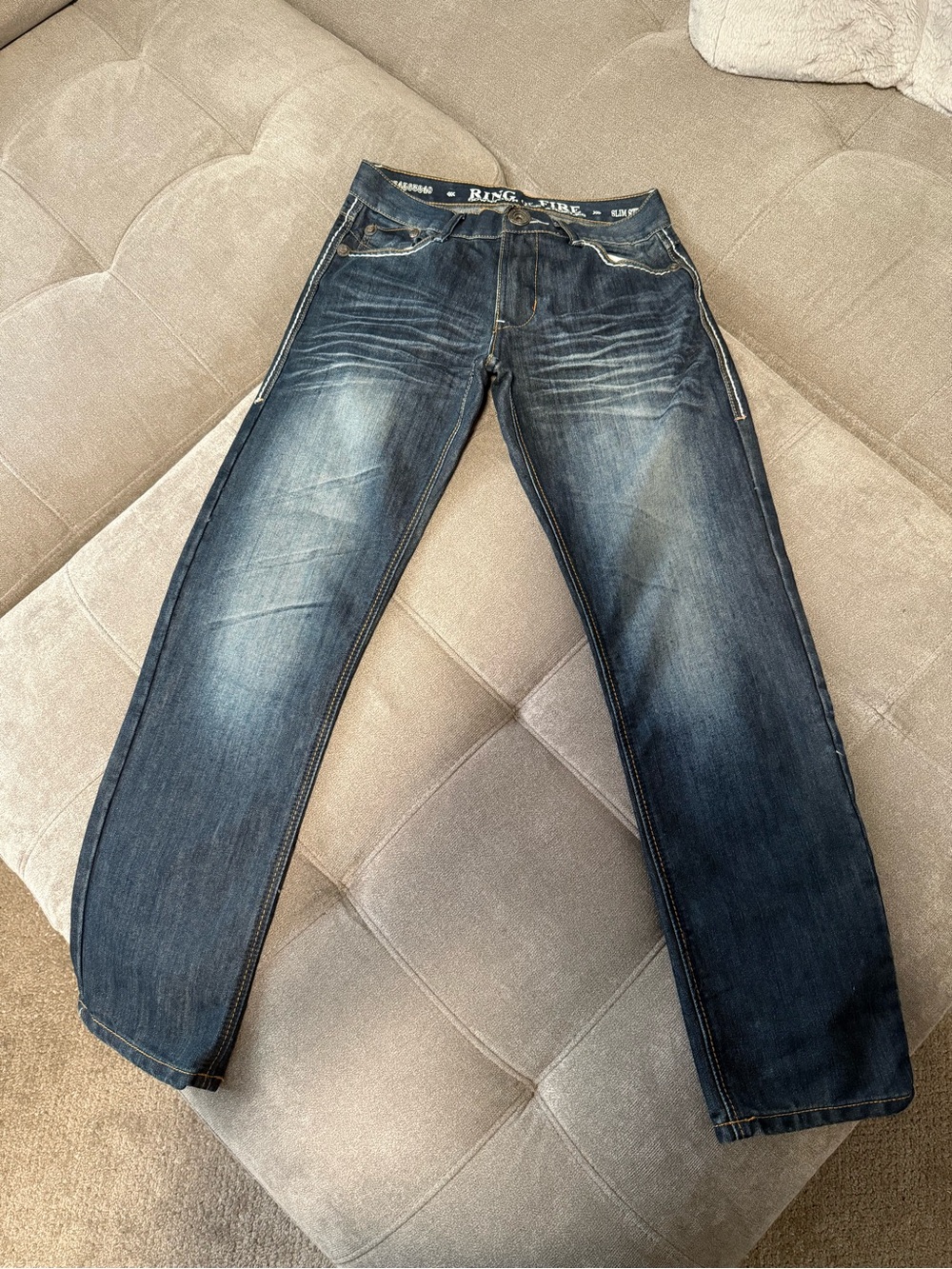 Ring of Fire Men's Dark Blue Slim Straight Jeans